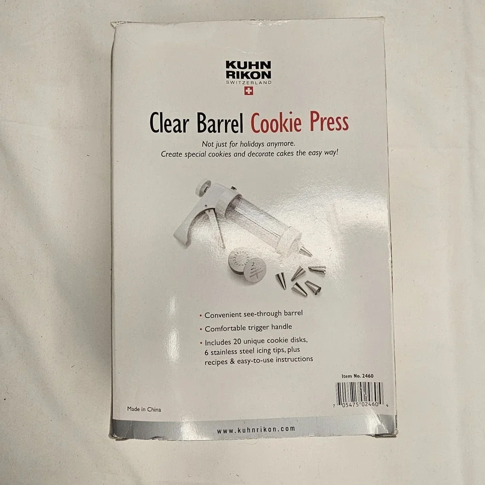 Kuhn Rikon Clear Cookie Press‎ 20 Shape Discs 6 Decorating Tips 2460